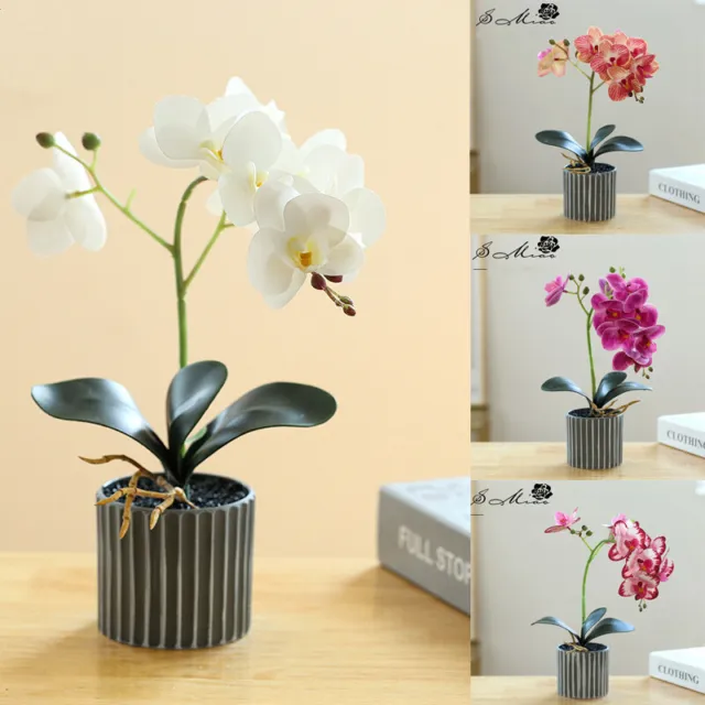 Artificial Plant Bonsai Fake Silk Orchid Flower Potted Home/Party/Garden Decor