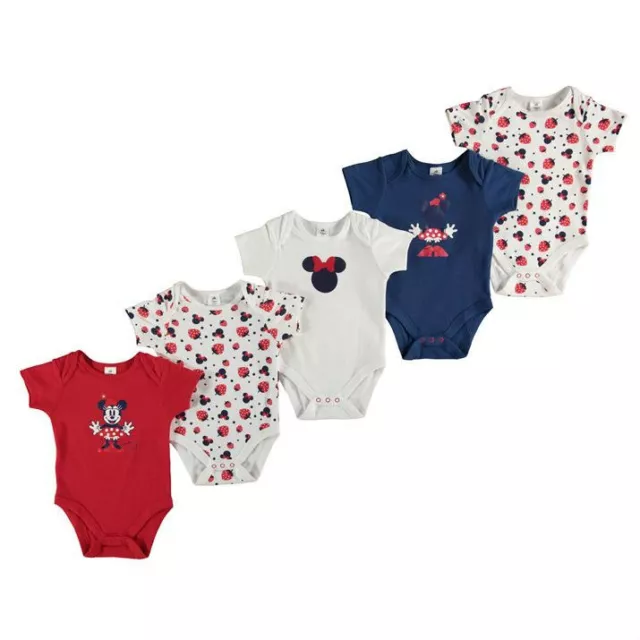 DISNEY BABY lot de 5 bodies bébé MINNIE body taille 6-9 ou 9-12 mois NEUF