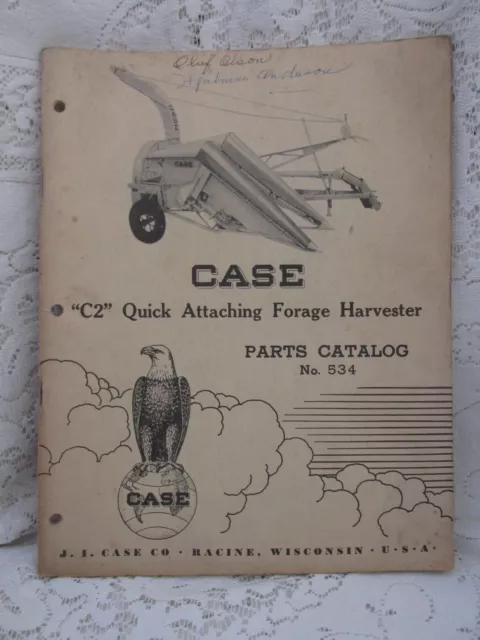 Vintage Case Parts Catalog C2 Quick Attaching Forage Harvester