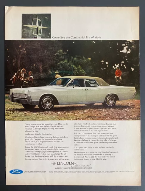 1967 Lincoln Continental Sedan photo "Live Today's Good Life" vintage print ad