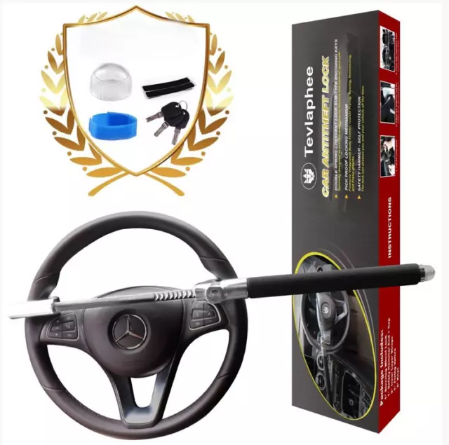 Tevlaphee Steering Wheel Lock For Cars, Vehicle Anti-Theft Hammer Window Breaker