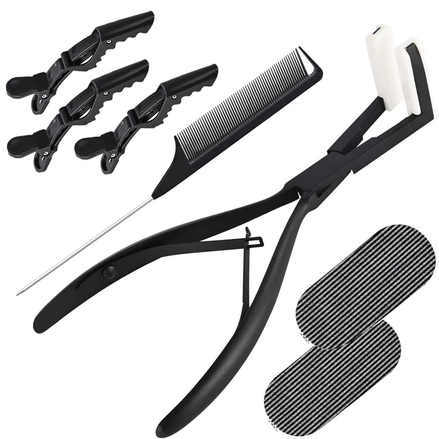 HAIR EXTENSION TOOLS Kit Tape In Plier and Fine Comb Tool Hair Clips