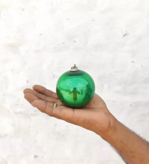 Antique Kugel Heavy 5.1 Green Christmas Ornament Germany Beehive