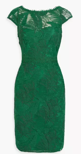 New Marchesa Notte Embroidered Emerald Mini Dress NWT $695