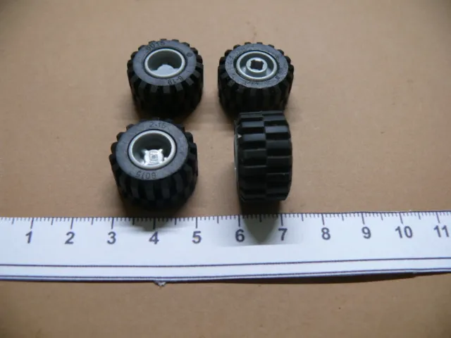 Lego 4 Wheel 11mm D. x 12mm, Hole Notched w/ Black Tire 7785 7894 7884 7734 7990
