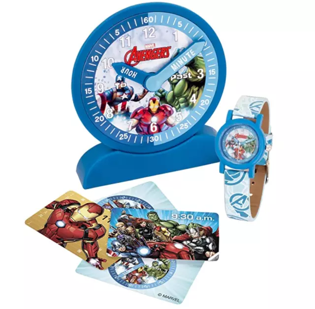 Bulbbotz Marvel Clock Avengers Time Teacher Demonstration Analogue Set Blue Kids