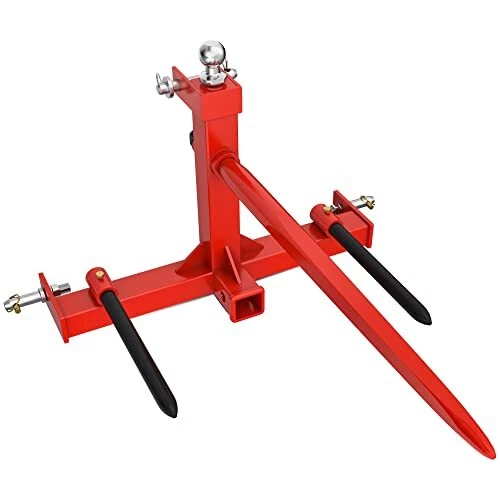 YITAMOTOR 3 Point Trailer Hitch with 2 Inch Receiver, 49" Hay Bale Spear & 2 Sta