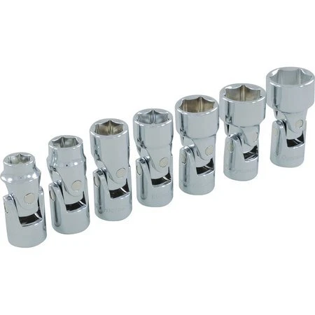 DYNAMIC D010026 Tools 3/8"Dr 7Pcs 6 Point SAE, Universal Joint Socket Set, 3/8"