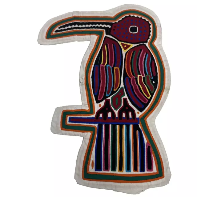 Kuna Mola Art BIRD Motif Colorful  Applique Panama VTG Original Handmade Rare