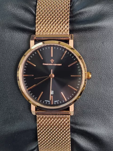 Christian Van Sant Womens CV4221 Paradigm Analog Display Quartz Rose Gold Watch