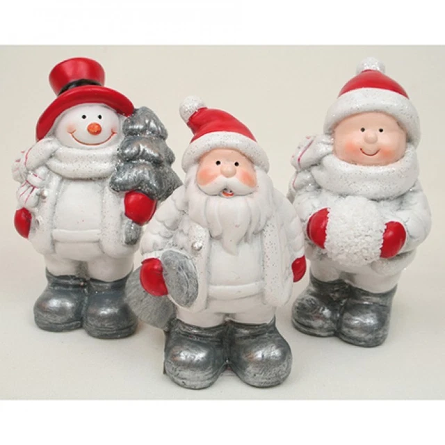 Weihnachtsmann, Schneemann oder Winterkind, rot-weiß-silber mit Glitter