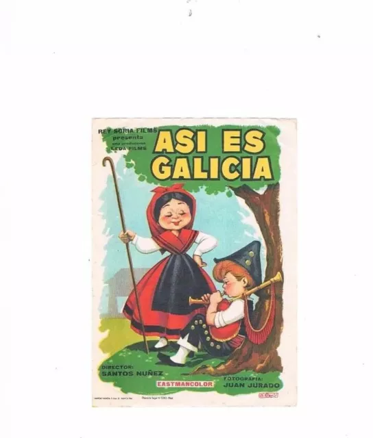 Folleto Cine Programa De Mano Antiguo Película Así Es Galicia