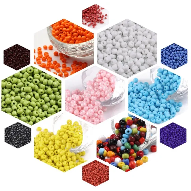 6/0 4mm Mixed Glass Seed Beads Opaque Many Colours Crafts Jewelry Making