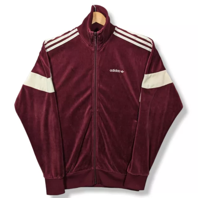 Adidas velour best sale tracksuit mens burgundy