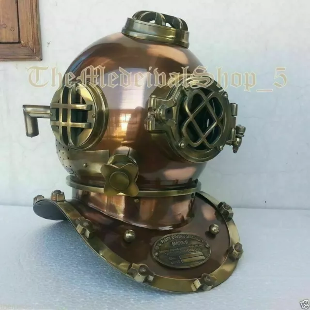 Brass Steel Full Size Maritime Us Navy Mark V Antique Diving Divers Scuba Helmet