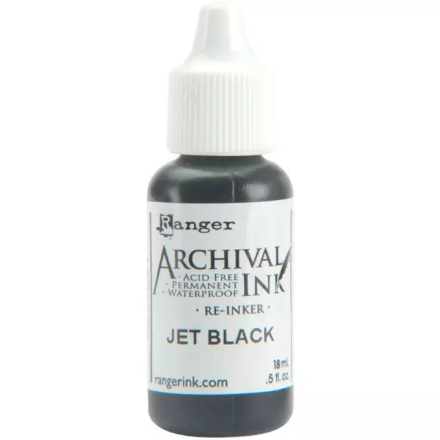 Ranger ARCHIVAL INK PAD REINKER - JET BLACK x1 Non-Toxic Acid Free