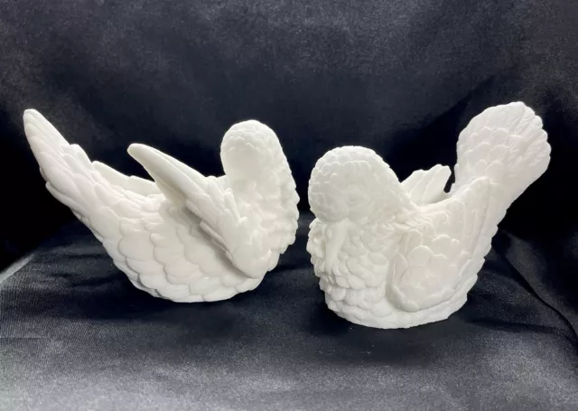 Vintage Pair of Santini Alabaster Doves-Classic Sculpture Figures(Made in Italy)