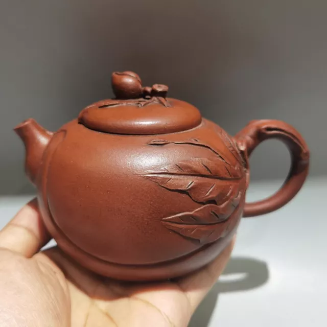 Vintage Chinese Yixing Purple Clay Teapot Zisha Ceremony Carving Collectible Art