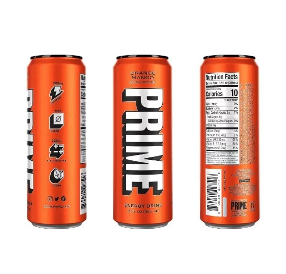 Prime Energy Drink - Orange Mango (6 Drinks / 12 Fl. Oz. Each)