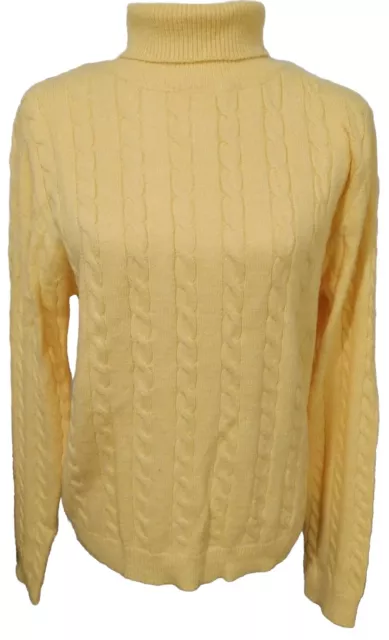 POL WOMEN'S LARGE Sweater Canary Yellow Cable Knit Turtleneck Long ...
