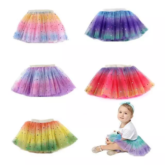 Girls Star Print Skirts Party Skirts Summer Mesh Princess Dress For Daily HEE