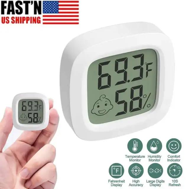 2Pcs Digital Thermometers Humidity Meter Indoor Room Temperature LCD Hygrometer