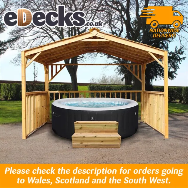 Ex Display Hot Tub Wooden Gazebo DIY Garden Kit, 3m x 3m Square, Cheap, Pergola