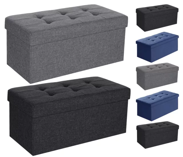 OTTOMAN STORAGE BOX FOLDING STORAGE OTTOMAN POUFFE BENCH SEAT TOY BOX 76cm