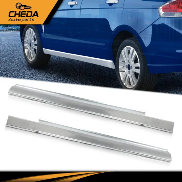 Pair Fit For 2008-2011 Ford Focus Slip-on Rocker Panels Silver Left+Right