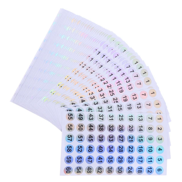 50 PCS CONSECUTIVE Number Inventory Labels Stickers Round ...