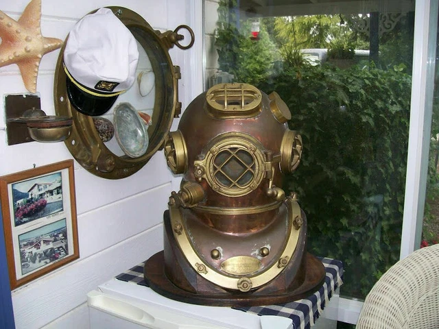 CASQUE DE PLONGÉE sous-marine antique en cuivre | cadeau de designer décor... EUR 233,62