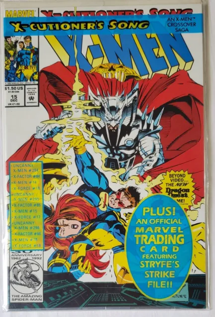 1993 Marvel X-Men #15 Sealed Polybag & Trading Card Comic Book VF/NM