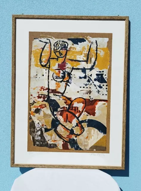 Mimmo Rotella Serigrafia e Collage "MODIGLIANI" -ZAMAVINTAGESHOP-