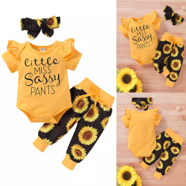Abiti floreali neonate neonate tutina con romper tuta + pantaloni + set fascia
