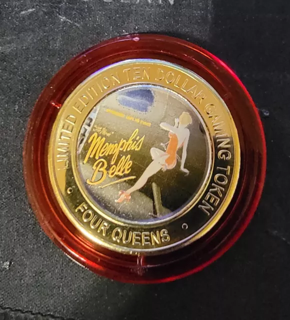 2021 FOUR QUEENS $10 RED Cap .999 Silver Strike Memphis Belle June Release