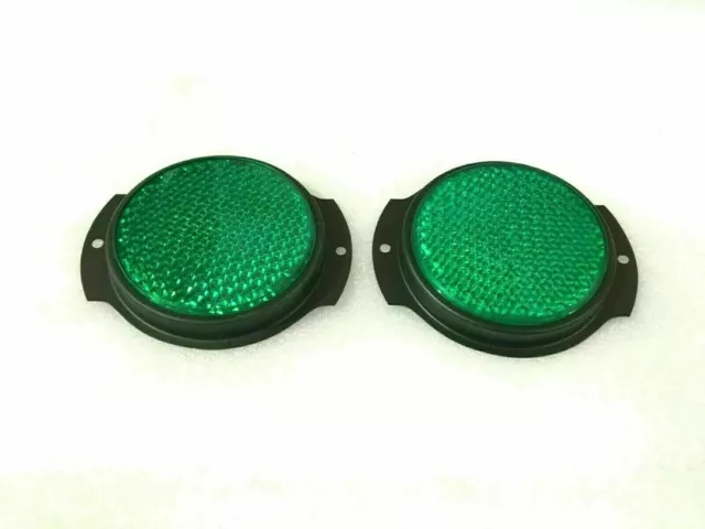 Green Reflector Pair Black Bezel Fit For Willys M38 M151A1 M35 M37 Jeep