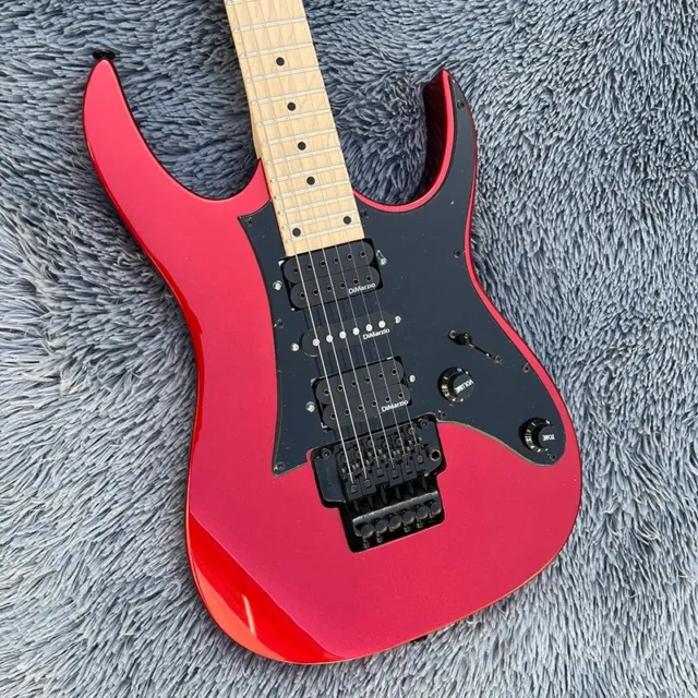 ST type electric guitar bright red  vibrato system HH pickup FR black pickguard