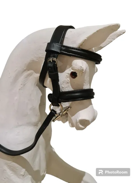 Small handmade Stitched Bridle For Rocking Horse Black Leather Brass Fittings