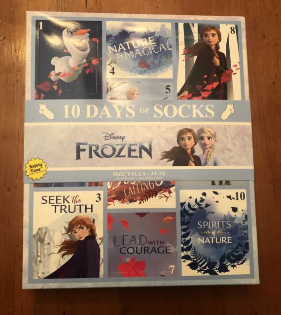 New Disney Frozen Ii - 10 Days Of Socks Advent Pack 3T-5T Girls