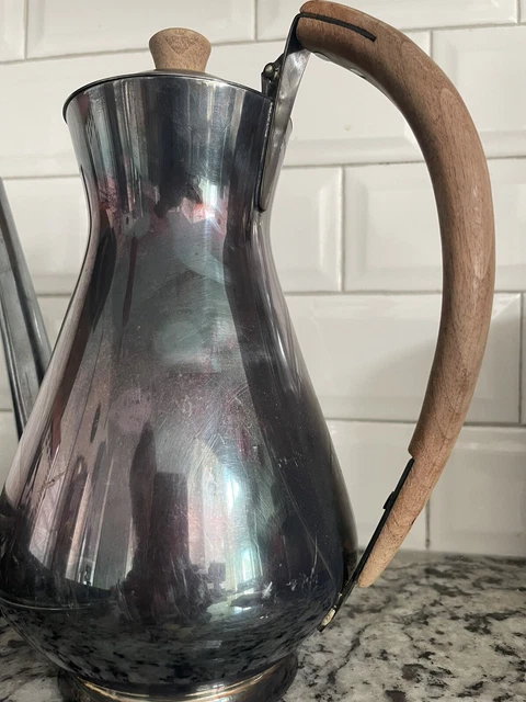 VTG 40s 50s Gorham Silver Plate Wood Handle Teapot Coffee Carafe YC 851 Kettle