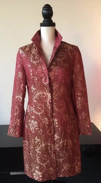 Dreamsacks Womens Asian Floral Themed Rayon/Silk Button Dress Suit Jacket Large Dreamsacks Womens Asian Floral Themed Rayon/Silk Button Dress Suit Jacket Large
