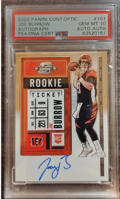 2020 Panini Contenders Optic JOE BURROW RC Rookie Ticket Auto PSA 10 GEM