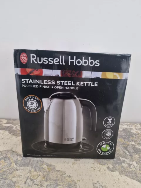 Russell Hobbs 23911 Adventure polierter St. Stahl Wasserkocher offener Griff 3000 W 1,7 LT