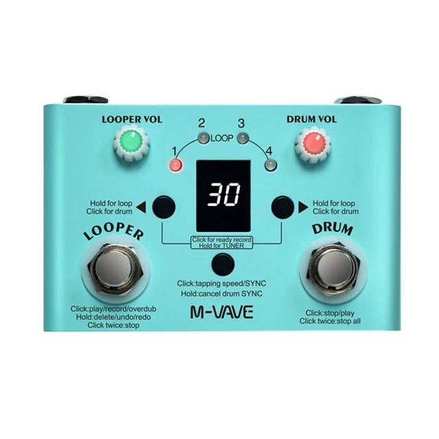 M-VAVE GUITAR EFFECT Pedal V2 Drum Looper 30 Drums 11 Mins Recoding ...