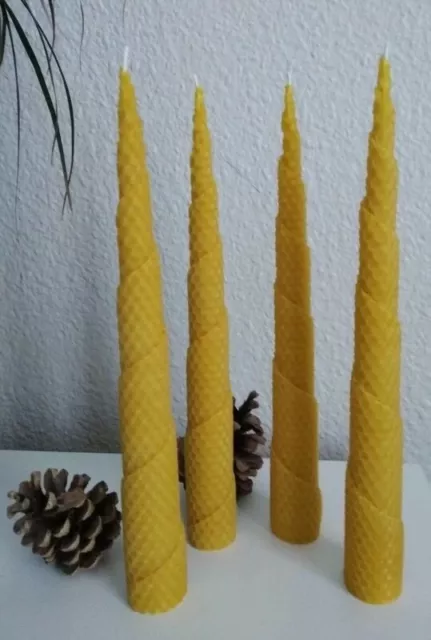 Idée cadeau Lot de 3 grosses bougies à la cire d'abeille gaufrée