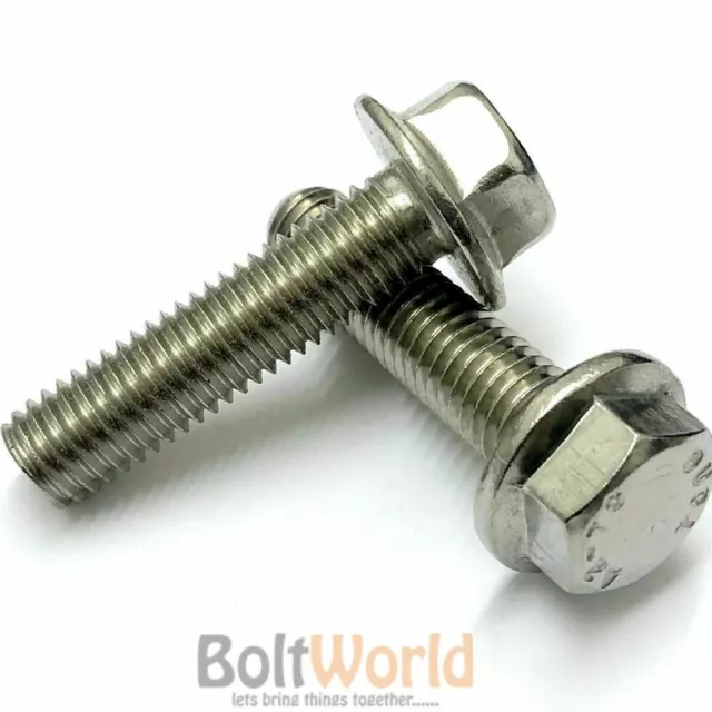 M6 / 6mm A2 STAINLESS STEEL FLANGE HEXAGON HEX HEAD METRIC FLANGED BOLTS SCREWS