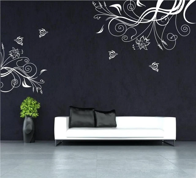 BUTTERFLY VINE FLOWER Vinyl Wall Art Stickers, Wall Decals, Wall
