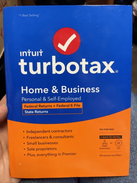 2022 CD New Intuit Turbotax Home & Business Federal & State ,E-File Windows/Mac