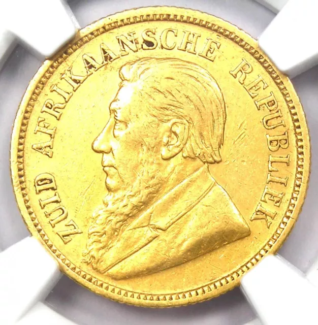 1894 South Africa Zar Gold Half Pond Coin - Certified NGC AU Details - Rare!