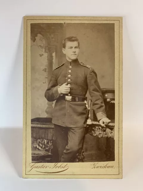 Late 19th Century Handsome Young German Soldier CDV Studio Portrait Photograph